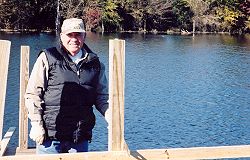 W. A. Westerman (Wilson's brother-in-law) helps with pier